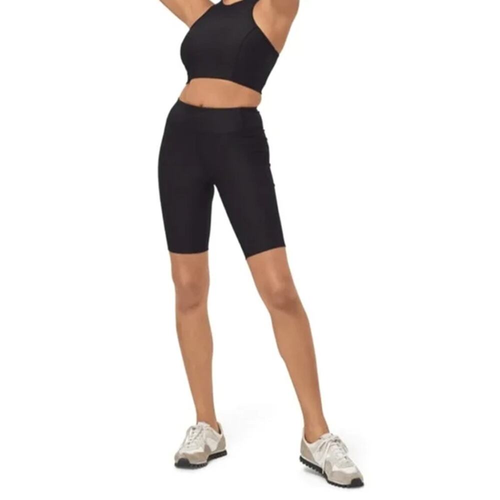OUTDOOR VOICES Womens Warmup 10" Shorts Small Black Stretch Mid Rise Biker NWT